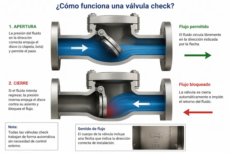 Cómo funciona una válvula check